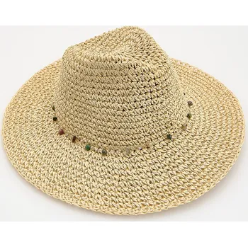 Čepice Reserved - Pletený klobouk s korálky - tělová - 738CO-02X - 738CO-02X-S