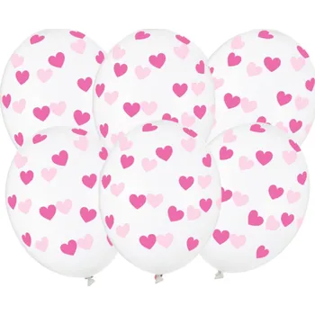 Balónek Latexové balónky strong průhledné srdíčkové 30 cm 6 ks