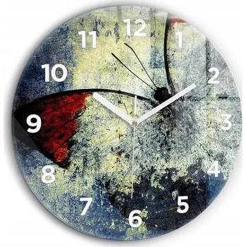 Hodiny Moderní skleněné nástěnné hodiny Motýl vintage styl bílé ručičky průměr 60 cm