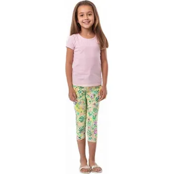 Dívčí legíny DÍVČÍ LEGÍNY TŘÍČTVRTEČNÍ FV1071 VELIKOSTI 98-128 Velikost: 104, Barva: Žlutá/ zelené listy