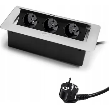 Elektrická zásuvka Elektrická Zásuvka na pracovní desku Spacetronik stříbrná