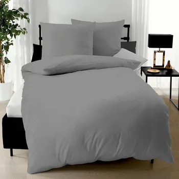 Povlečení Kaeppel | Povlečení makosatén Uni středně šedé 140x200, 70x90