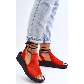 Dámské sandále Kožené sandály na klínku Nicole 2743/063 Barva: Oranžová, Velikost: 39