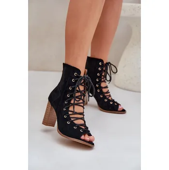 Dámské sandále Sandály Na Podpatku S Holení A Šněrováním Ivelseki Barva: Černá, Velikost: 37