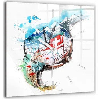 Hodiny Velké Skleněné Hodiny Tichý Mechanismus Loft Nástěnné Švýcarské hodinky 60x60