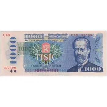 ČESKO. 1000 korun 1993/1985. Série U 45. Kolek tištěný. Nov. CZ3b.