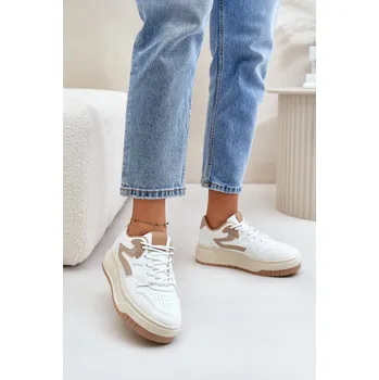 Dámské tenisky Dámské kožené sportovní boty na masivní platformě Belisso Barva: Bílá, Velikost: 41