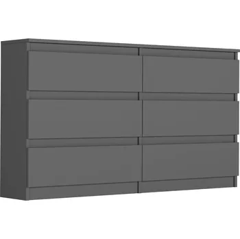 Komoda KOMODA 140 CM SKŘÍŇKA 6 ZÁSUVEK PL R-140 ANTRACIT