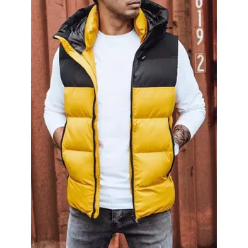 Pánská móda Žlutá pánská vesta na zip s kapucí TX4171 Barva: Žlutá, Velikost: L