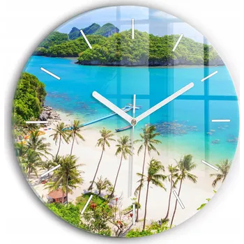 Hodiny Čtvercové Skleněné Nástěnné Hodiny s motivem Národní park Thajsko fi30 cm