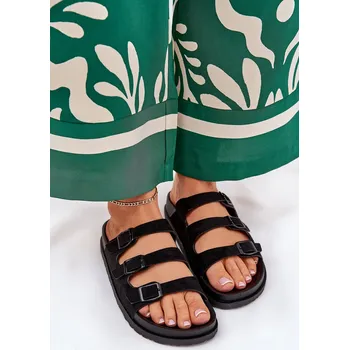 Dámské pantofle Dámské Pantofle S Pásky A Přezkami Uliri Barva: Černá, Velikost: 41