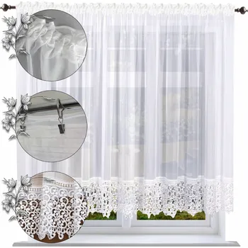 Záclona Hotová záclona s krajkou 130x200 jednoduchá Záclony guipure klasické hladké