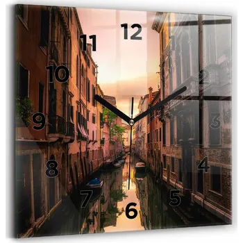 Hodiny Skleněné hodiny s motivem Tiché Klasické Nástěnné Pohled na kanál ve městě