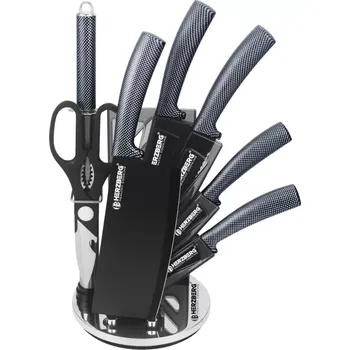 Kuchyňský nůž Herzberg 8 dílná sada nožů s akrylovým stojánkem - Carbon
