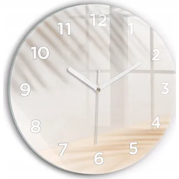 Hodiny Moderní skleněné nástěnné hodiny Krémová abstrakce kulatý průměr 30 cm