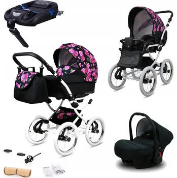 Kočárek Kočárek 4v1 BabyLux MARGARET WHITE - sportovní kočárek, hluboká korba, autosedačka, základna ISOFIX