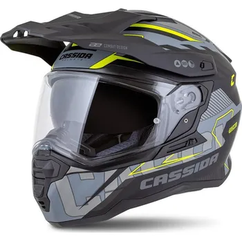 Helma na motorku Přilba Road Runner TechniX, CASSIDA (šedá matná/černá/žlutá fluo/černý matný kšilt, plexi s přípravou pro Pinlock) 2026 2XL