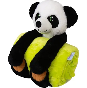 Dětská deka Babymatex Deka CAROL 85x100 cm - Zelená s plyšákem Panda
