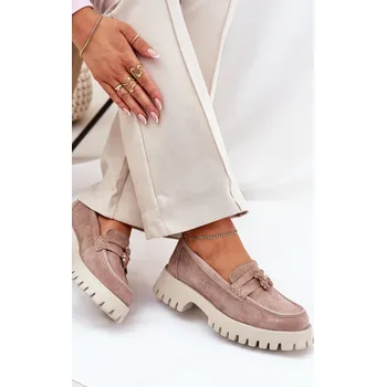 Dámské mokasíny Dámské semišové mokasíny s přívěskem medvěda Vinceza 79533 Barva: Béžová, Velikost: 39