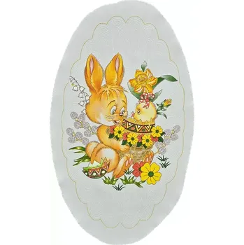 Velikonoční dekorace Velikonoční oválné prostírání Zajíček žluté 30x50 cm