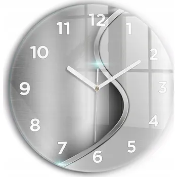 Hodiny Nástěnné skleněné hodiny se stylovým potiskem Šedá abstrakce kovu fi30 cm