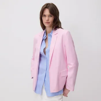 Dámské sako Reserved - Sako ze směsi lnu - pastelově růžová - 0989P-03X - 0989P-03X-XL