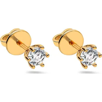 Náušnice Zlaté napichovací náušnice se zirkonem ze žlutého zlata, 14K IZ31560 + dárkové balení LUXUS zdarma