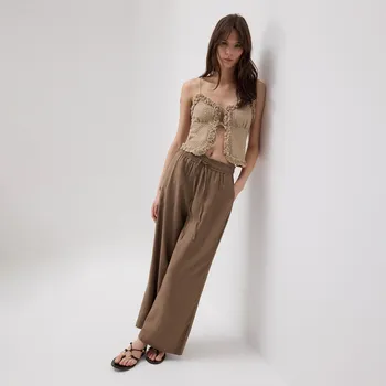 Reserved - Kalhoty palazzo - béžová - 1045P-80X - 1045P-80X-L