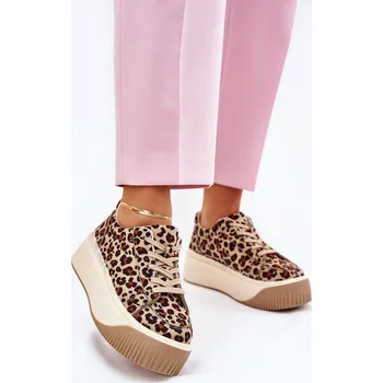 Dámské tenisky Tenisky Na Masivní Platformě Hladké Tirvanis Barva: Béžová, Velikost: 40