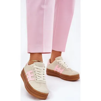 Dámské tenisky Dámské Tenisky Na Platformě Syliyana Barva: Béžová, Velikost: 38