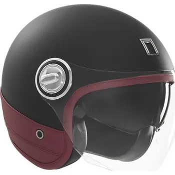 Helma na motorku Přilba HERITAGE, NOX PREMIUM (černá matná, červená kůže) 2026 M