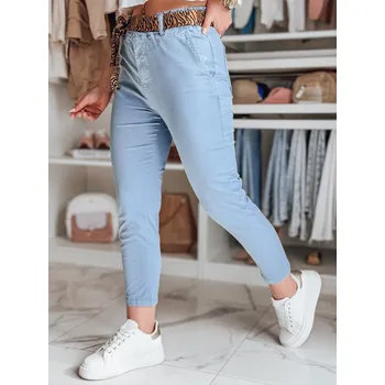 Dámské kalhoty Dámské kalhoty casuals páskem MADELINA UY2627 Barva: Nebeská, Velikost: XL