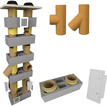 Komín CS komín Universal dvouprůduch s vent. šachtou Optimal 200-90°/180-45° - 4,0 m