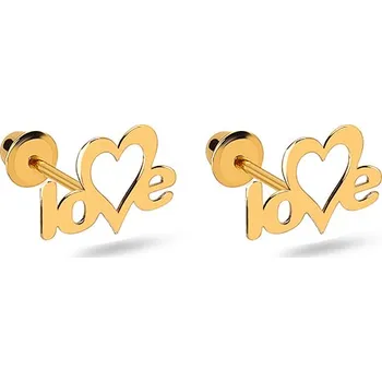 Náušnice Dětské šroubovací náušnice Love ve žlutém zlatě, 14K IZ31553 + dárkové balení LUXUS zdarma