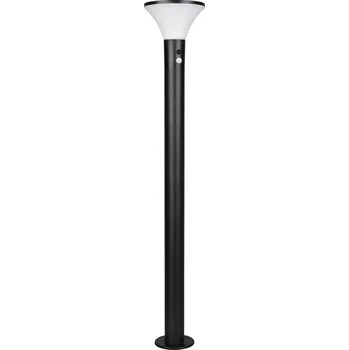 Venkovní osvětlení Trio Leuchten R44676132 GORDA - LED stojací venkovní hybridní solární svítidlo se soumrakovým čidlem v černé barvě, LED 3,5W, 500lm, 4000K, IP44, 100cm (Venkovní stojací lampa se soumrakovým a pohybovým čidlem v černé barvě se třemi způsoby napájení)