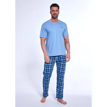 Pánské pyžamo Cornette pyžamo pánské 134/179 Strong - modrá, XXL (Pánské bavlněné pyžamo s krátkým rukávem Cornette)