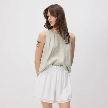 Dámské kraťasy Reserved - Šortky z lnu a viskózy - bílá - 168BP-00X - 168BP-00X-XS