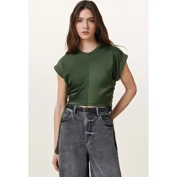 Dámská halenka Halenka AllSaints MIRA SATIN dámská, zelená barva, hladká, W054JC 77X, vel. XS