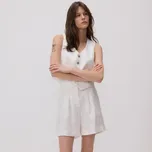 Reserved - Lněné bermudy se sklady - bílá - 177BP-00X - 177BP-00X-L