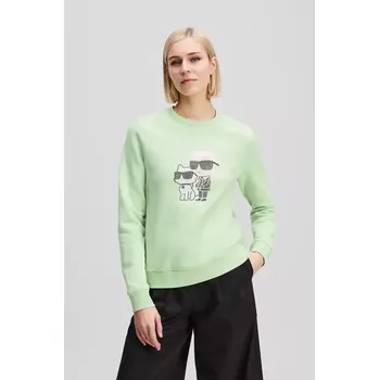 Dámská mikina Mikina Karl Lagerfeld IKON dámská, zelená barva, s aplikací, A1W20081 70X, vel. M