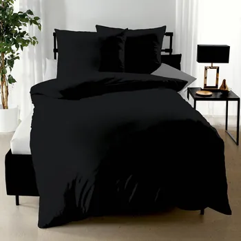 Povlečení Kaeppel | Povlečení makosatén Uni černé 140x200, 70x90