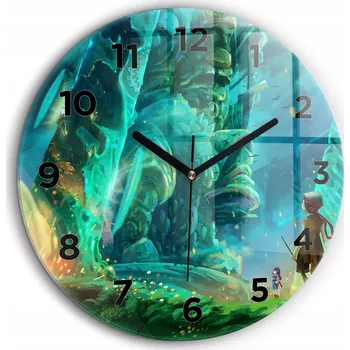 Hodiny Tiché skleněné nástěnné hodiny Děti v lese kulatý černé ručičky průměr 60 cm