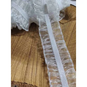 Textilní guma Pruženka s volánkem oboustranná šíře 25 mm bílá