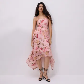 Dámské šaty Reserved - Asymetrické květované šaty - vícebarevná - 079EE-MLC - 079EE-MLC-XS