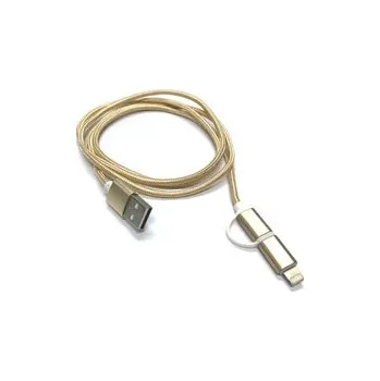Datový kabel Crono kabel propojovací USB 2.0/ micro USB + Lightning, 1m, zlatý