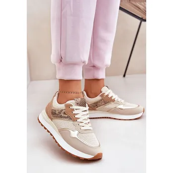 Dámské tenisky Dámské Sportovní Boty S Panterem Na Platformě Davinara Barva: Béžová, Velikost: 40