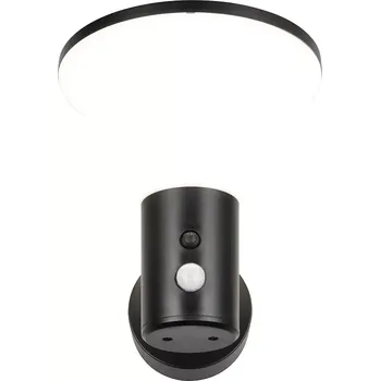 Venkovní osvětlení Trio Leuchten R24676132 GORDA - LED venkovní hybridní solární svítidlo se soumrakovým čidlem v černé barvě, LED 3,5W, 500lm, 4000K, IP44 (Venkovní svítidlo na zeď s čidlem v černé barvě se třemi způsoby napájení)