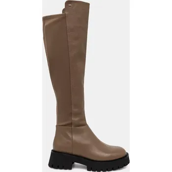 Dámské kozačky Kožené kozačky MICHAEL Michael Kors Asher dámské, hnědá barva, na platformě, 40F4ASFB7L.229 88X, EUR 40