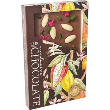 Čokoláda The Chocolate Formovaná mléčná čokoláda s mandlemi, pistáciemi a sušenými růžemi 135 g