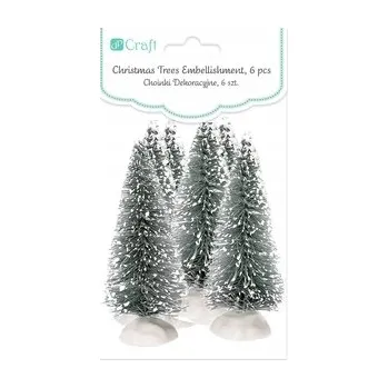 Vánoční dekorace Dekorativní stříbrné vánoční stromky DpCraft 5 cm, 6 kusů